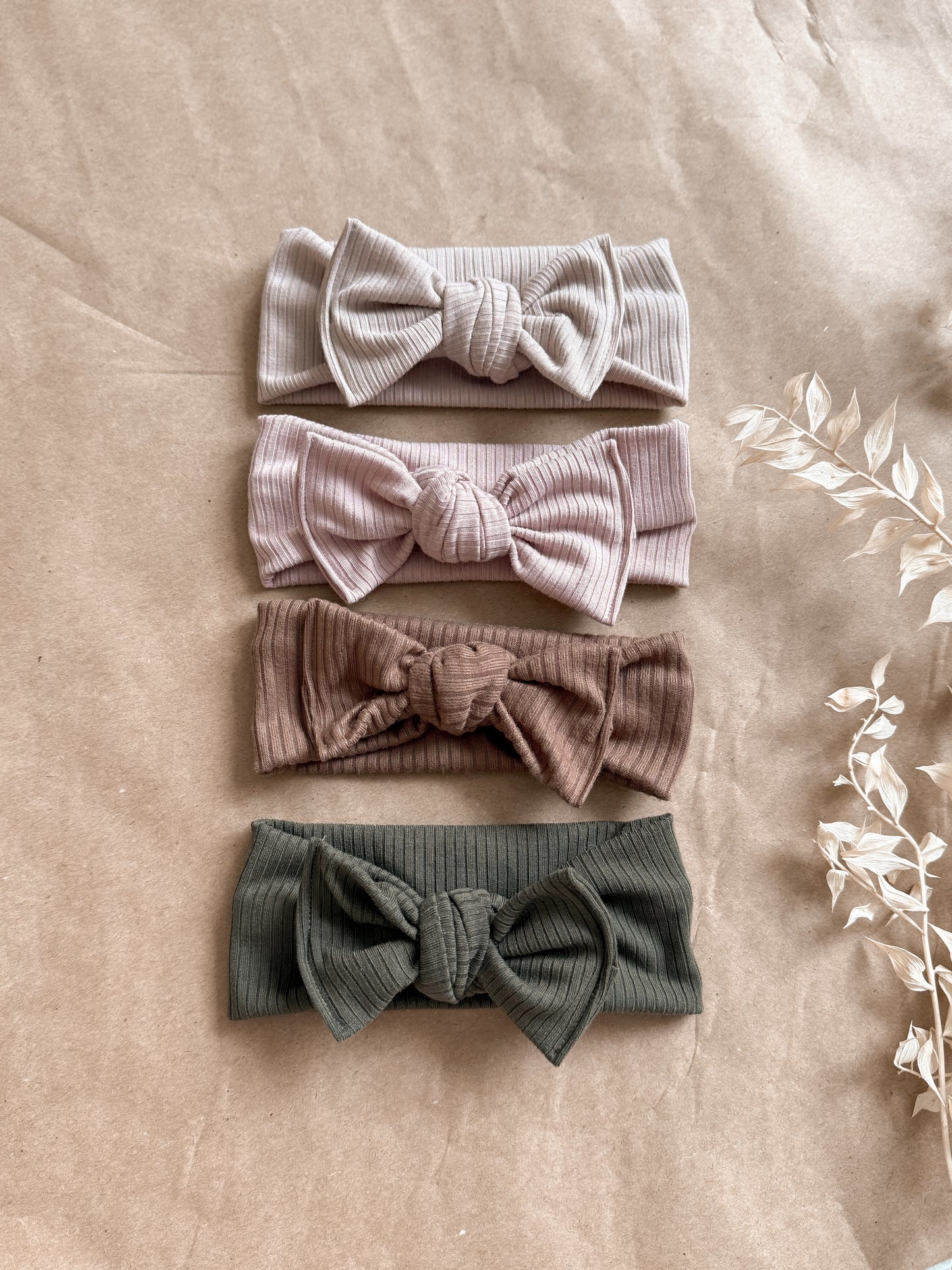 Ribbed hand tied big bow headband