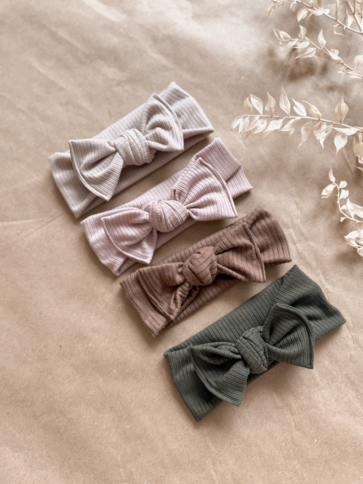 Ribbed hand tied big bow headband